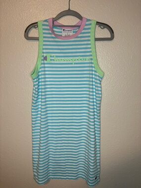 Champion Striped Tank Dress in Aqua, White, Pink & Lime